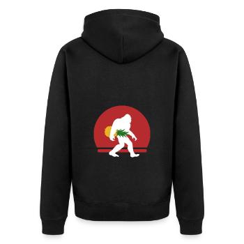 Ananas Bigfoot Big Foot - Unisex Premium Bio Zip Hoodie - Schwarz - Hinten - Nico (187cm)