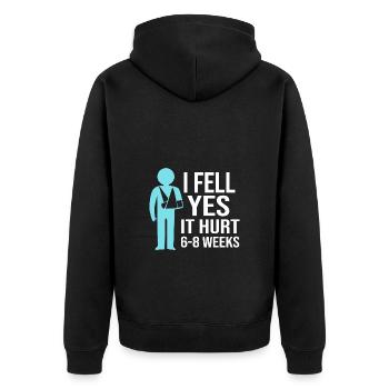 Gebrochener Arm Knochen Knochenbruch - Unisex Premium Bio Zip Hoodie - Schwarz - Hinten - Nico (187cm)