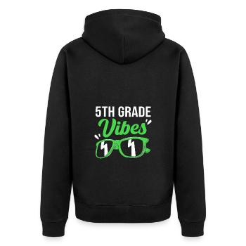 5. Klasse - Unisex Premium Bio Zip Hoodie - Schwarz - Hinten - Nico (187cm)