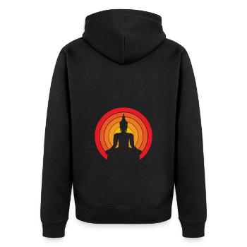 Thai - Unisex Premium Bio Zip Hoodie - Schwarz - Hinten - Nico (187cm)