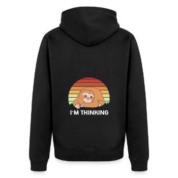 Faultier Faulheit Faulenzer Morgenmuffel - Unisex Premium Bio Zip Hoodie - Schwarz - Hinten - Nico (187cm)