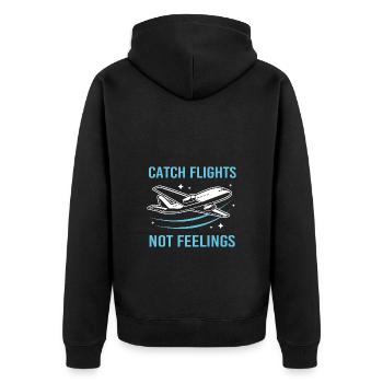 Pilot Airplane - Unisex Premium Organic Zip Hoodie - black - Back - Nico (187cm)