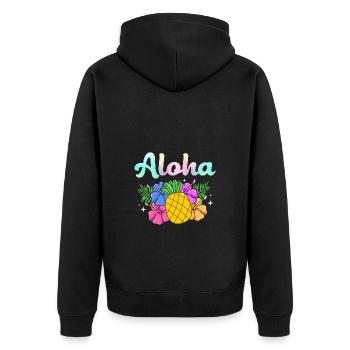 Maui Hawaii Hawaiian - Unisex Premium Organic Zip Hoodie - black - Back - Nico (187cm)