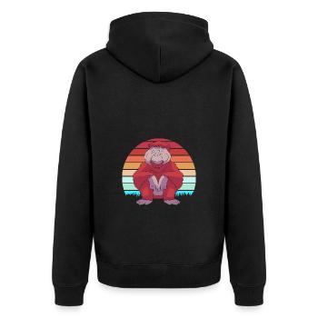 Orang Utan - Unisex Premium Bio Zip Hoodie - Schwarz - Hinten - Nico (187cm)