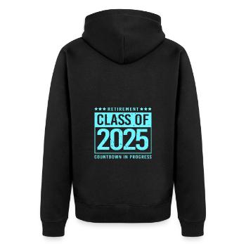 Rente 2025 Ruhestand 2025 Rentner Rente Rentnerin - Unisex Premium Bio Zip Hoodie - Schwarz - Hinten - Nico (187cm)