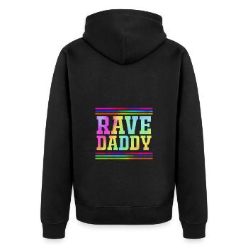 Rave Raver Techno music Techno bass Mischpult - Unisex Premium Bio Zip Hoodie - Schwarz - Hinten - Nico (187cm)