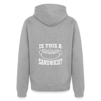 Hot Dog Imbiss - Unisex Premium Bio Zip Hoodie - Grau meliert - Hinten - Nico (187cm)