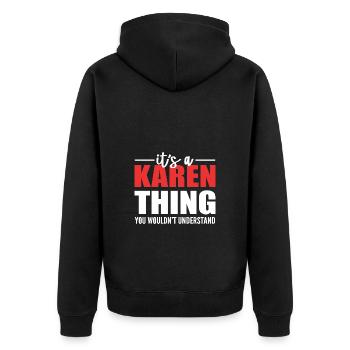 Karen - Unisex Premium Organic Zip Hoodie - black - Back - Nico (187cm)