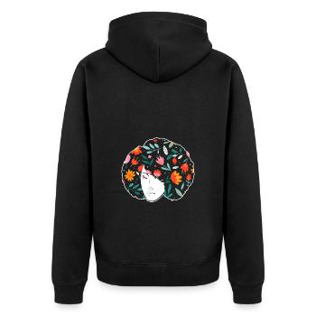 Afro Latina - Unisex Premium Bio Zip Hoodie - Schwarz - Hinten - Nico (187cm)