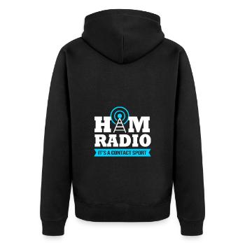 Amateurfunk Radio Antenne - Unisex Premium Bio Zip Hoodie - Schwarz - Hinten - Nico (187cm)