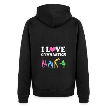 Gymnasts Athletics Gymnastics - Unisex Premium Organic Zip Hoodie - black - Back - Nico (187cm)