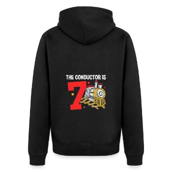 Children's Birthday Train Train Driver Locomotive - Unisex Premium Organic Zip Hoodie - black - Back - Nico (187cm)
