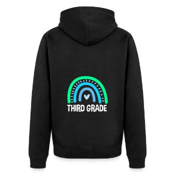 3. Klasse - Unisex Premium Bio Zip Hoodie - Schwarz - Hinten - Nico (187cm)