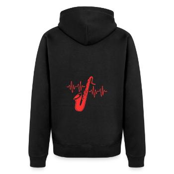 Saxophon Saxophonist - Unisex Premium Bio Zip Hoodie - Schwarz - Hinten - Nico (187cm)