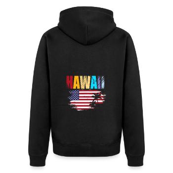 Maui Hawaii Hawaiian - Unisex Premium Organic Zip Hoodie - black - Back - Nico (187cm)