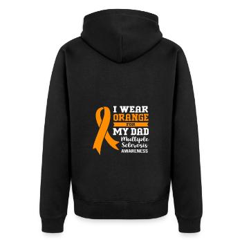 Multiple Sclerosis MS - Unisex Premium Organic Zip Hoodie - black - Back - Nico (187cm)
