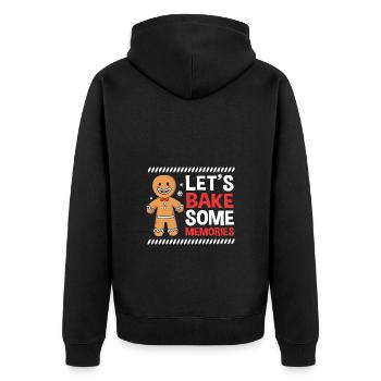 Lebkuchenmann Lebkuchenherz Lebkuchen Naschen - Unisex Premium Bio Zip Hoodie - Schwarz - Hinten - Nico (187cm)