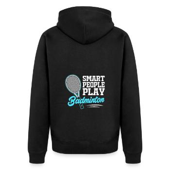 Badminton - Unisex Premium Organic Zip Hoodie - black - Back - Nico (187cm)