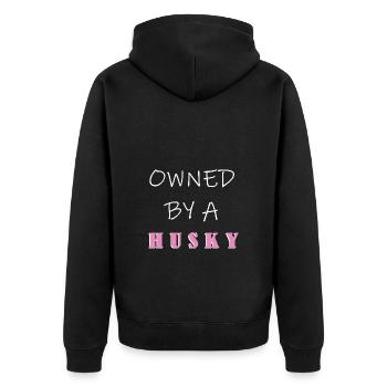 Sibirischer Husky - Unisex Premium Bio Zip Hoodie - Schwarz - Hinten - Nico (187cm)
