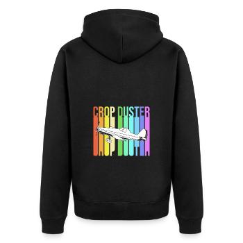Crop Duster Airplane Pilot Gift - Unisex Premium Organic Zip Hoodie - black - Back - Nico (187cm)
