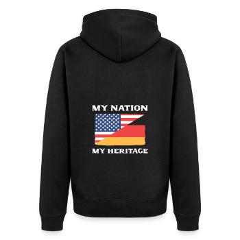 American German - Unisex Premium Organic Zip Hoodie - black - Back - Nico (187cm)