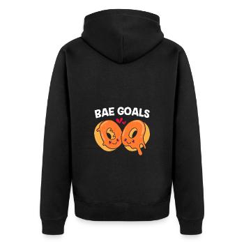 Bagel - Unisex Premium Bio Zip Hoodie - Schwarz - Hinten - Nico (187cm)