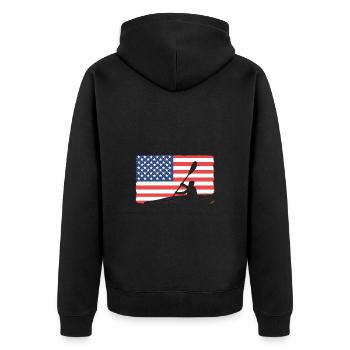 Kajak Kajakfahren Kanu Kanusport - Unisex Premium Bio Zip Hoodie - Schwarz - Hinten - Nico (187cm)