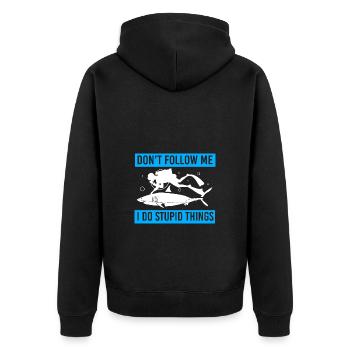 Dive - Unisex Premium Organic Zip Hoodie - black - Back - Nico (187cm)