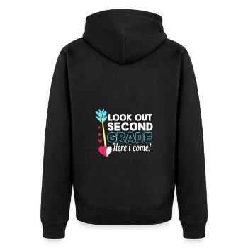 2nd Grade - Unisex Premium Organic Zip Hoodie - black - Back - Nico (187cm)