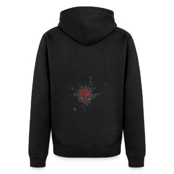 Sternzeichen Widder - Unisex Premium Bio Zip Hoodie - Schwarz - Hinten - Nico (187cm)