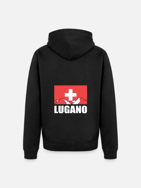 Switzerland Lugano - Unisex Premium Organic Zip Hoodie - black