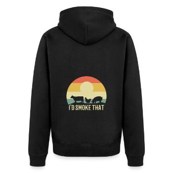 BBQ - Unisex Premium Bio Zip Hoodie - Schwarz - Hinten - Nico (187cm)