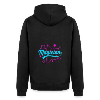 Zauberer - Unisex Premium Bio Zip Hoodie - Schwarz - Hinten - Nico (187cm)