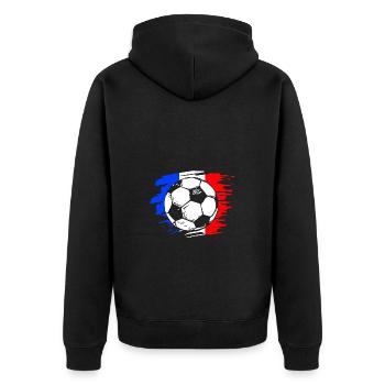 Frankreich - Unisex Premium Bio Zip Hoodie - Schwarz - Hinten - Nico (187cm)