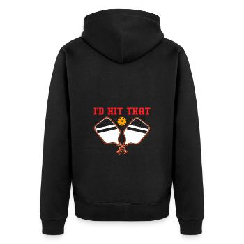 Pickleball Pickleball Pickleball - Unisex Premium Bio Zip Hoodie - Schwarz - Hinten - Nico (187cm)