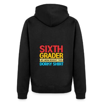 6. Klasse - Unisex Premium Bio Zip Hoodie - Schwarz - Hinten - Nico (187cm)