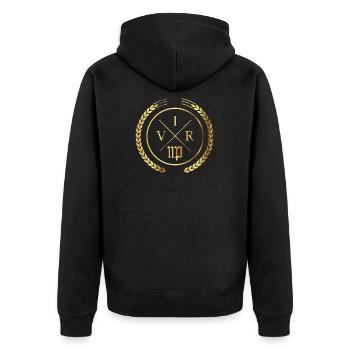 Signe du zodiaque vierge | "VIR" version masculine - Veste à capuche bio Premium Unisexe - noir - Dos - Nico (187cm)