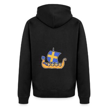 Schweden Schwedisch Wikinger Wiking - Unisex Premium Bio Zip Hoodie - Schwarz - Hinten - Nico (187cm)