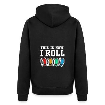 3D Druck Drucken Prototyp - Unisex Premium Bio Zip Hoodie - Schwarz - Hinten - Nico (187cm)