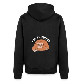 Sloth - Unisex Premium Organic Zip Hoodie - black - Back - Nico (187cm)