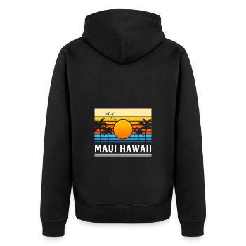 Maui Hawaii Hawaiian - Unisex Premium Organic Zip Hoodie - black - Back - Nico (187cm)