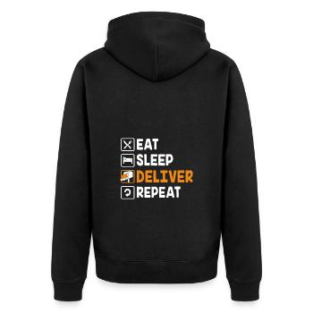 Postbote - Unisex Premium Bio Zip Hoodie - Schwarz - Hinten - Nico (187cm)