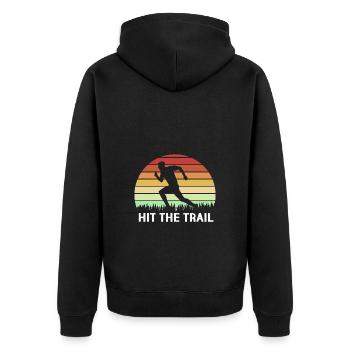 Trail running - Unisex Premium Organic Zip Hoodie - black - Back - Nico (187cm)