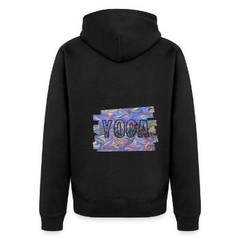 yoga rs e 45 - Unisex Premium Bio Zip Hoodie - Schwarz - Hinten - Nico (187cm)