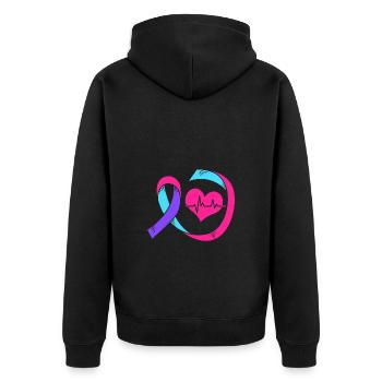 Schilddrüsenkrebs - Unisex Premium Bio Zip Hoodie - Schwarz - Hinten - Nico (187cm)