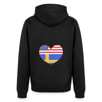 Schweden Schwedisch - Unisex Premium Bio Zip Hoodie - Schwarz - Hinten - Nico (187cm)