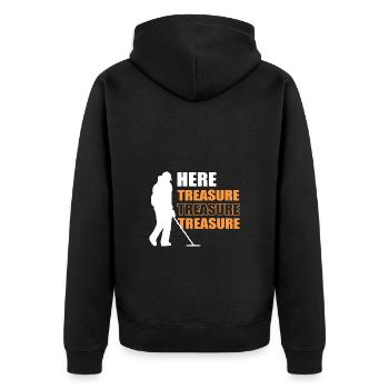 Metalldetektor - Unisex Premium Bio Zip Hoodie - Schwarz - Hinten - Nico (187cm)