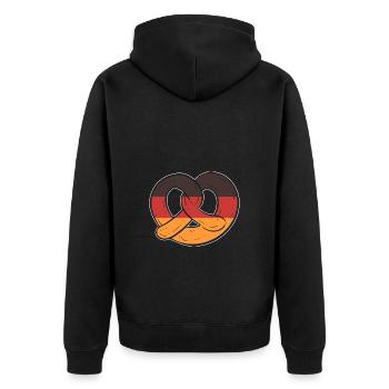 Brezel Deutschland - Unisex Premium Bio Zip Hoodie - Schwarz - Hinten - Nico (187cm)