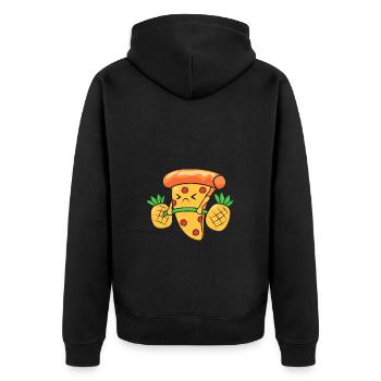 Pizza Hawaii Pizza Pineapple - Unisex Premium Organic Zip Hoodie - black - Back - Nico (187cm)