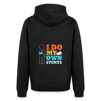 Broken Arm Bone Fracture - Unisex Premium Organic Zip Hoodie - black - Back - Nico (187cm)